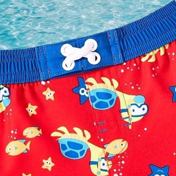 Wonder Nation Scuba Turtles Brilliant Red Swim Short Trunks - 12 Months NEW - Picture 3 of 4